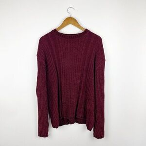 Vintage Y2k Burgundy Relaxed Chenille Sweater XL Grunge Fairy Whimsigoth